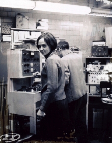Alice Shields working with Rajko Macsimovic at the Columbia-Princeton Electronic Music Center in 1966